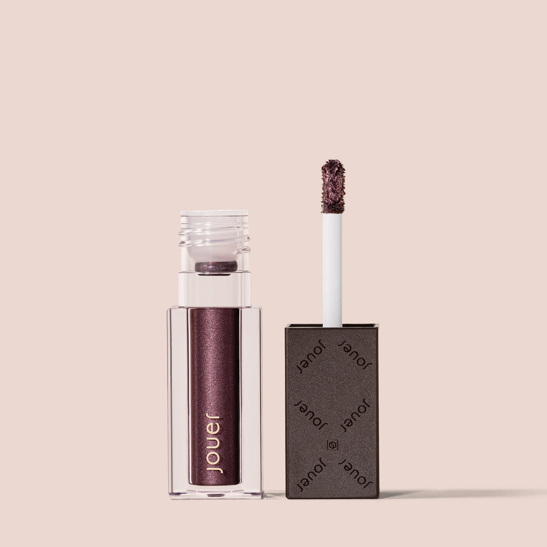 Jouer Paris Lights liquid eyeshadow with burgundy shimmer formula and applicator wand